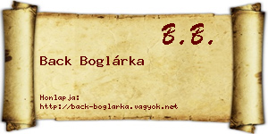 Back Boglárka névjegykártya
